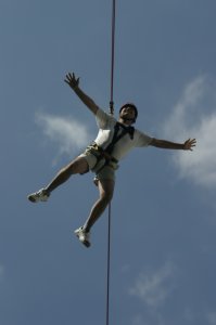 Zip line - přemostění přehrady - Yellow point