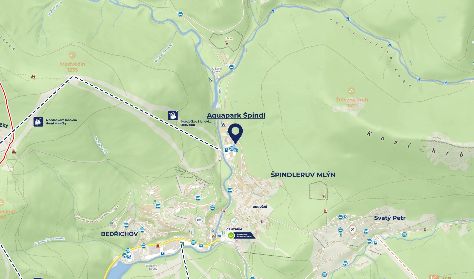 Mapa Špindlerův mlýn